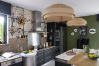 Modern kitchen with pendant lights
