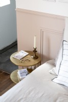 Small gold circular bedside table