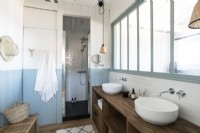 Blue and white country bathroom