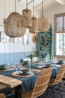 Modern dining room in coastal cabin