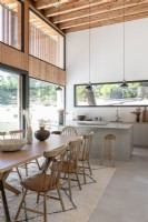 Contemporary kitchen-diner with countryside views