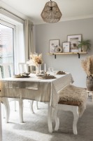 Modern dining area in neutral tones