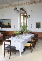 Classic dining room in converted chapel