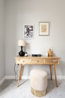 Wooden desk with padded stool
