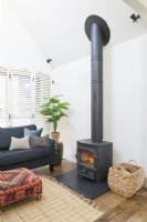 Barn style living room with woodburner