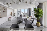 Modern living room in grey and white