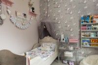 Flamingo wallpaper in modern childs room