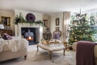 Classic style living room decorated for Christmas