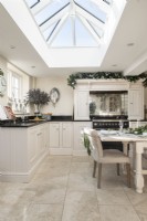 Classic style kitchen-diner decorated for Christmas