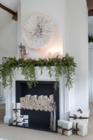 Fireplace decorated for Christmas