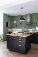 Black and green modern kitchen