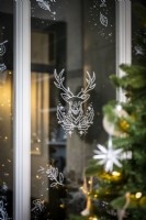 Detail of Christmas window decorations