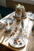 Details of Christmas cake on dining table