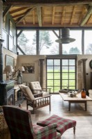 Country living room in timber framed house 