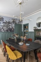 Colourful classic style dining room with period details