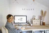 Contemporary home office of graphic designer and artist Kati Scalet. 
