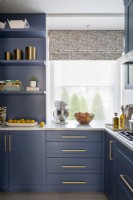 Modern kitchen details in blue and white.