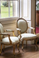 A pair of classic French style oval back chairs