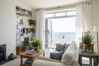 Vintage style living room with sea view