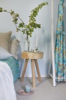 Pale blue bedroom in country house