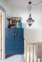 Blue painted cabinet on upstairs landing
