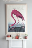 Detail of painting of pink flamingo