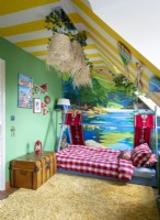 Tropical beach themed childrens bedroom
