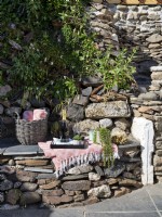 Garden seat with stone walling
