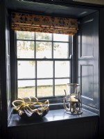 Window with blind and panelled wall