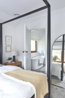 Modern bedroom with bathroom