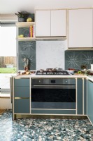 Contemporary modern kitchen with terrazzo floor
