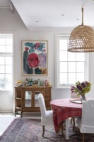 Dining area with eclectic furnishings