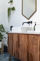 Contemporary wooden vanity unit in bathroom