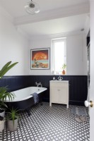 Victorian blue and white bathroom