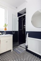Victorian blue and white bathroom