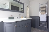 Built in vanity in classic grey bathroom