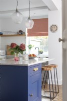 Bold blue and grey shaker kitchen

