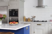 Bold blue and grey shaker kitchen