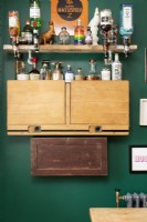 Old school desk made into a bar