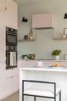 Contemporary pink and grey kitchen
