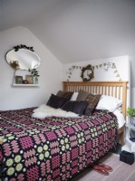 Retro loft bedroom with house plants
