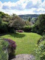 Garden lawn with a scenic view