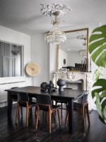 Modern dining room with black furniture