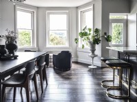 Dining room featuring black furniture