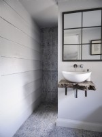 Panelled bathroom with retro touches