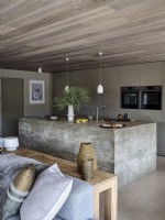 Kitchen with concrete island unit