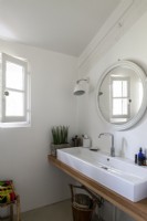 Large sink in country bathroom