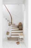 White painted country hallway and staircase
