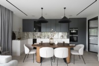 Modern open plan dining and kitchen area