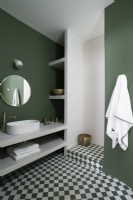 Green and white modern bathroom